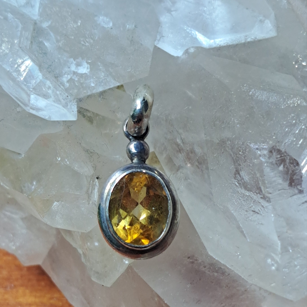 Citrine and Sterling Silver oval pendant